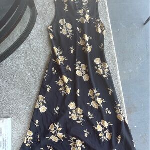 Newport News Black Dress with Cream Floral Print